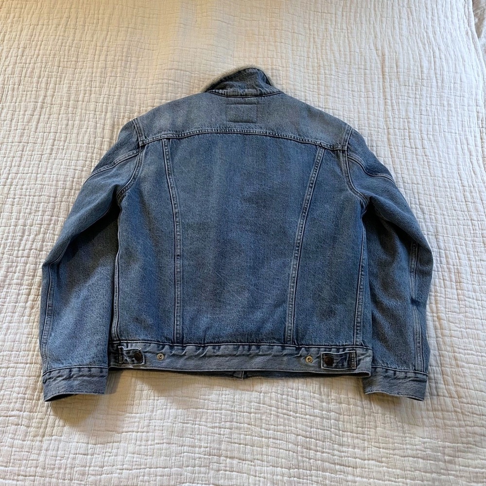 Lucky Brand Sherpa Trucker Jacket Women Med Blue Denim Cotton Lined MSRP$149 - Picture 3 of 8